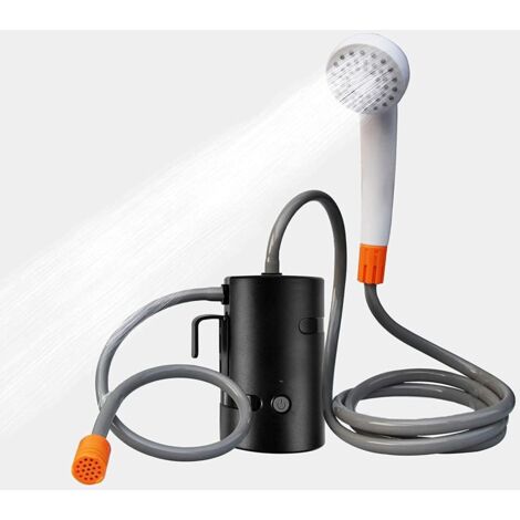 Douche extérieure portable, 2 modes de débit, idéale pour la randonnée, douche de camping rechargeable avec 3 lumières LED