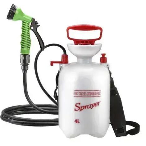 Douche extérieure portable (4 L), baignoire multifonctionnelle pour animaux de compagnie avec tuyau de 3 m pour le camping, pulvérisateur domestique pour laver les fleurs et la voiture