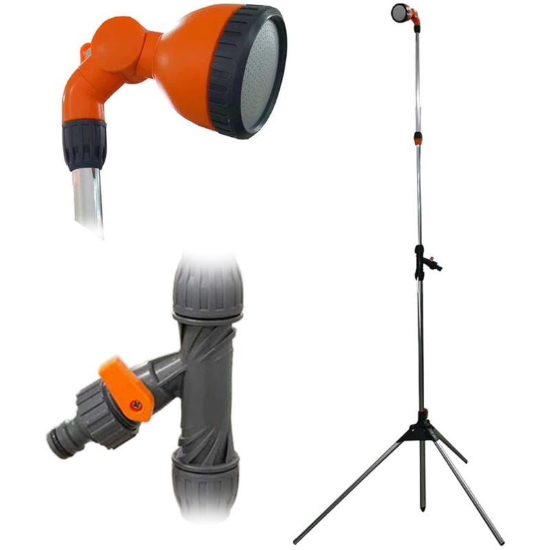 Mediawave Store - Douche de Jardin Extérieure pour Camping – Trépied Réglable H215 avec Pommeau