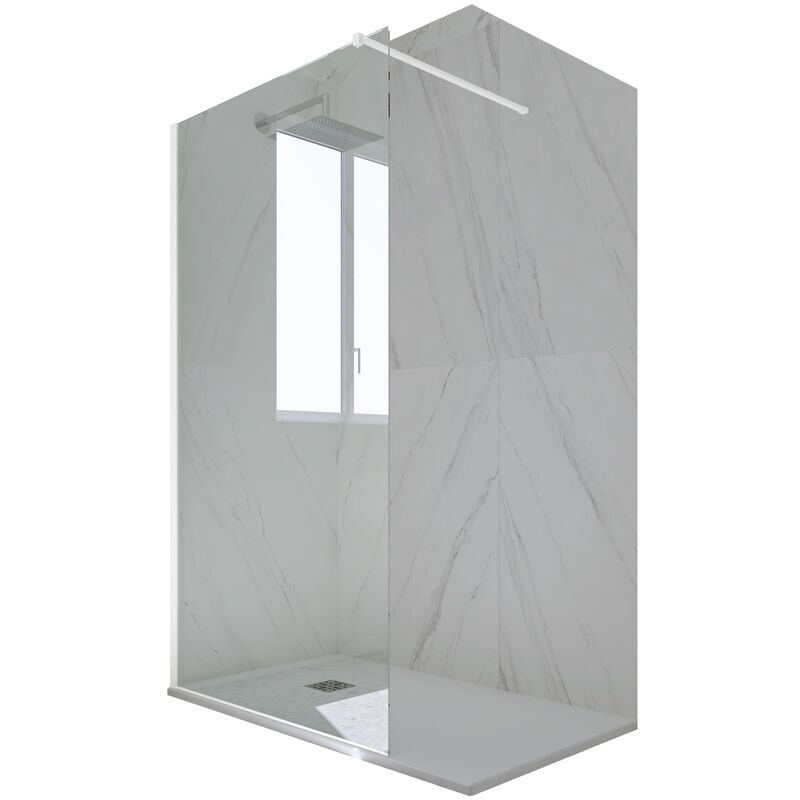 Douche italienne Walk in 100 cm paroi douche niche Blanc Matt Kolors