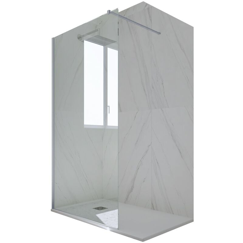 Forte - Douche italienne Walk in 100 cm paroi douche niche Gris argent Kolors