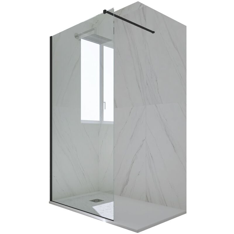 Forte - Douche italienne Walk in 100 cm paroi douche niche Noir Matt Kolors