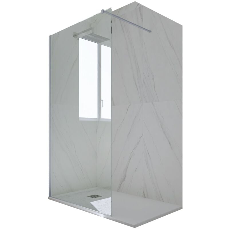 Douche italienne Walk in 110 cm paroi douche niche Gris argent Kolors