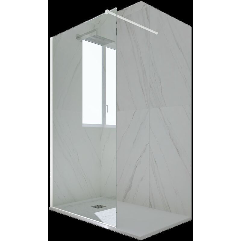 Forte - Douche italienne Walk in 90 cm paroi douche niche Blanc Venus