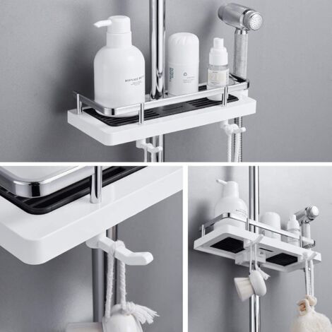Douche murale réglable, lavabo de salle de bain et de cuisine, raccord de tuyau, chariot de douche en métal anti-oxydation, crochets muraux 24-2 pratiques et pratiques.