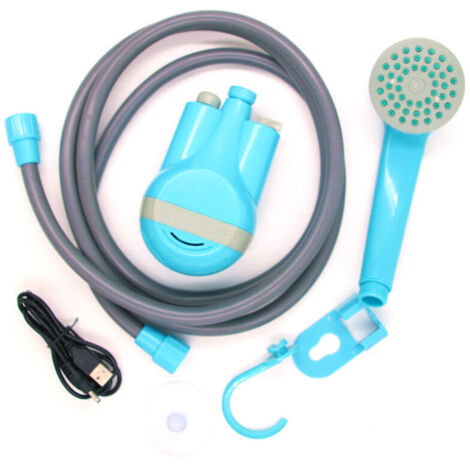 Douche portative, Pompe de douche portative USB rechargeable pour l'extérieur et l'intérieur avec 2 buses pour le camping, le voyage, le lavage de voiture et la piscine