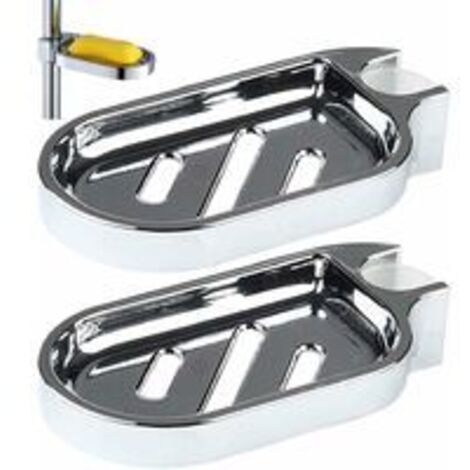 Douche Porte-Savon,2 Pièces Porte-Savon pour Barre de Douche Beau et Éléganttitulaire Un Porte-Savon Douche réglable pour Barre de Douche pour Barre de Douche,Cuisine, Salle de Bain,25mm,Argent