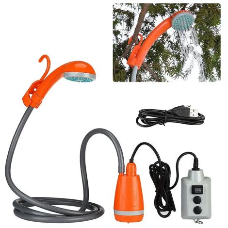 (Douche rechargeable 2200 mAh) Pommeau de douche portable rechargeable pour camping, bain, pompe 3,7 V, portée de 1,5 m, idéal pour les voyages, la randonnée, la plage et le nettoyage des animaux dome