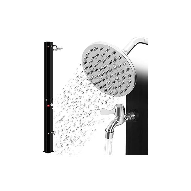 Douche solaire 35 litres pour le jardin Douche de jardin Solaire Douche de piscine Camping avec pommeau de douche à effet pluie et robinet sans