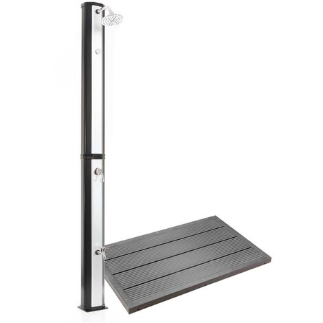 Douche solaire 35L avec pomme jet pluie douche de jardin noir-argenté avec plaque de base douche de piscine