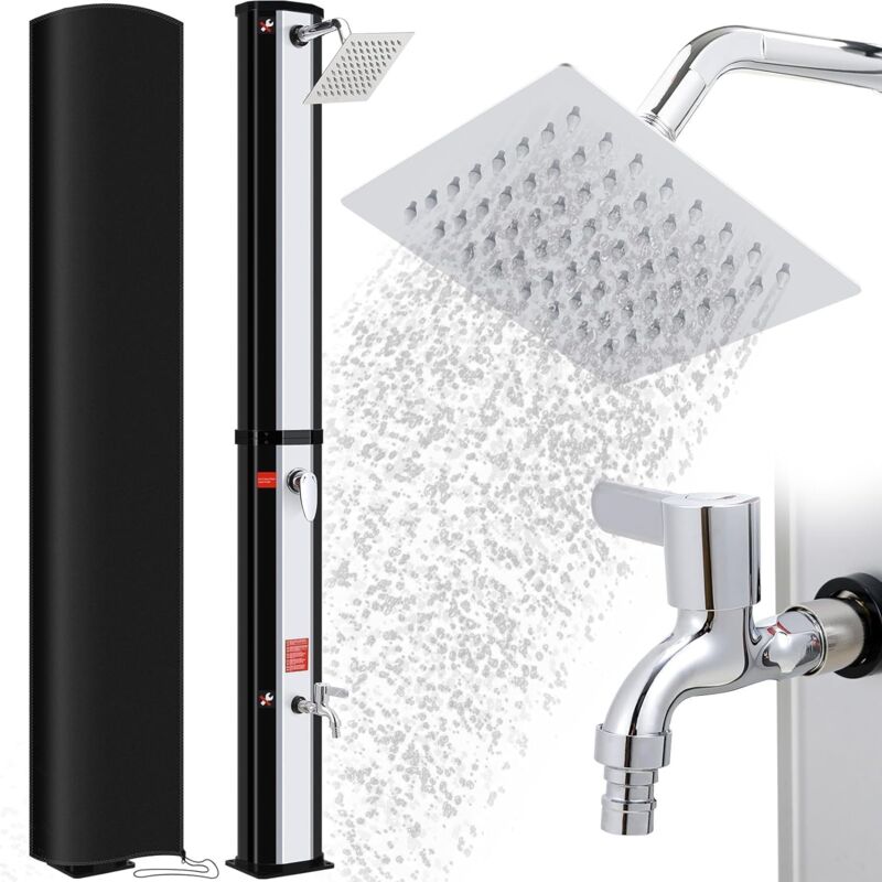 Liferun - Douche Solaire 60L,228cm,Douche Extérieure avec Pommeau de Douche, Douche à Pieds et Housse de Protection,Température de l'Eau jusqu'à 60°C