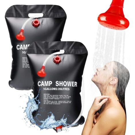 Douche solaire de camping - 20 l - Douche solaire - Douche de jardin pour enfants - Eau chaude - Sac à eau solaire portable pour le jardin - Douche de voyage avec pommeau de douche et sac