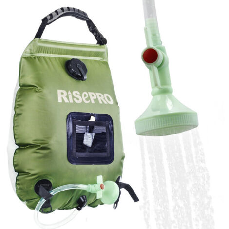 Douche Solaire de Camping 20L - Sac de Douche Portable avec Indicateur de Température et Pommeau de Douche Amovible - Idéal pour Randonnée, Escalade, Voyage et Extérieur