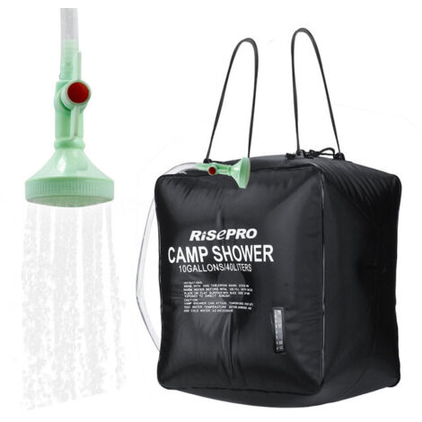 Douche Solaire de Camping 40L - Sac de Douche Portable avec Indicateur de Température et Pommeau Réglable - Idéal pour Randonnée, Escalade et Jardin