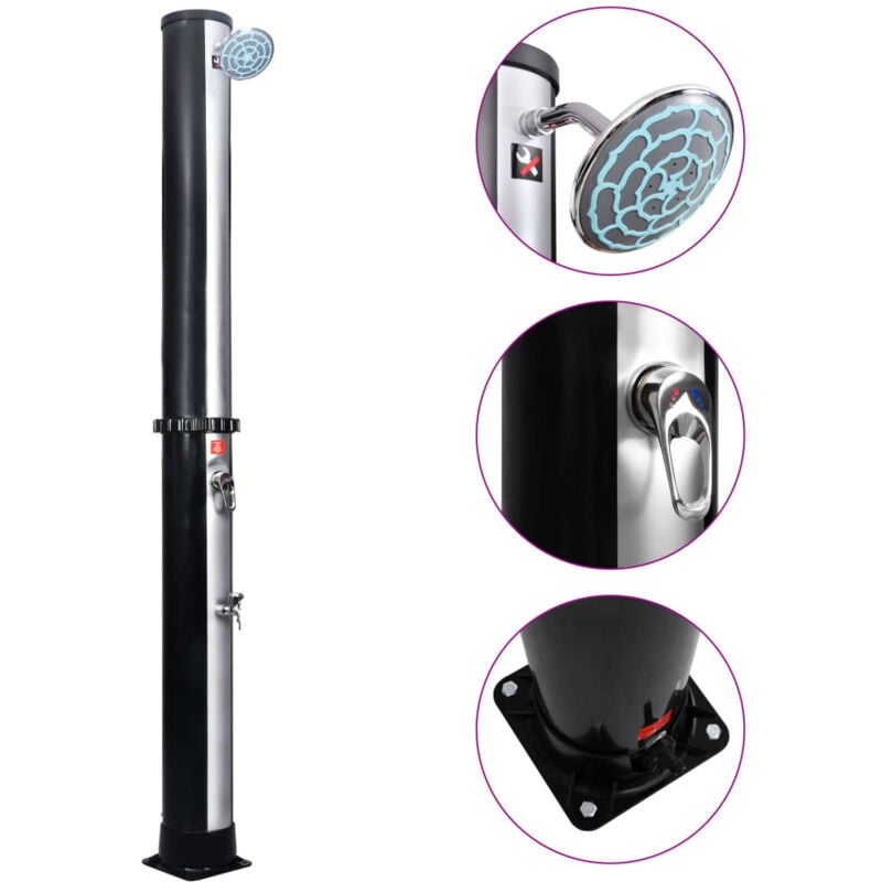 Douche solaire d'extérieur avec pomme de douche et robinet 40 l - The Living Store