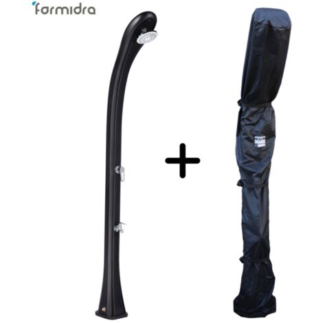 Douche Solaire Extérieure So Happy 28L Formidra - 216x24x26cm PEHD Recyclable - Rince Pieds, Pommeau, Mitigeur Chaud/Froid -