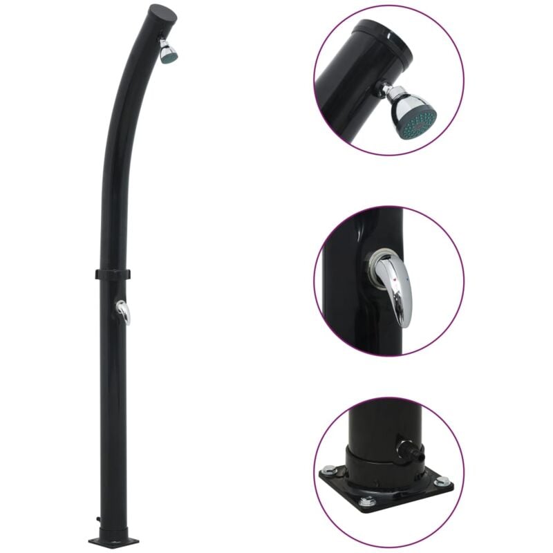 Douche solaire Noir 214 cm 20 L vidaXL