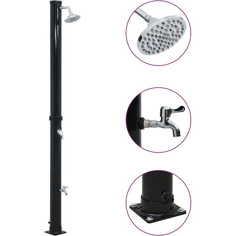 Douche solaire Noir 220 cm 20 L