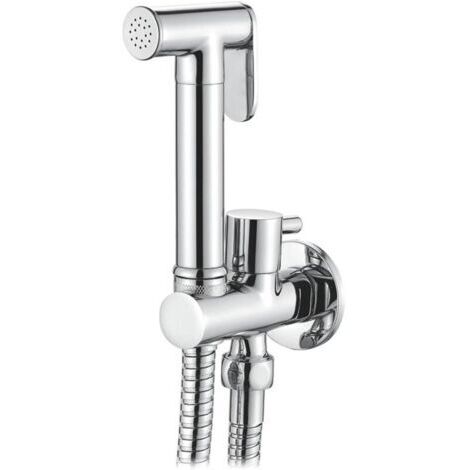 Douche Toilette Encastré Kit Avec Flexible, Support, Douchette, Chromé, Argent