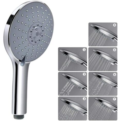 Douchette, 6" Pommeau de Douche Haute Pression de Grand Panneau, 7 Spray Modes Douchette Universelle de Massage, ABS Chormé