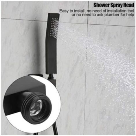 Douchette à jet de salle de bain avec douchette en laiton chromé noir mat, pommeau de douche G1/2-noir