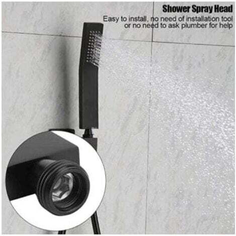 Douchette à jet de salle de bain avec douchette en laiton chromé noir mat, pommeau de douche G1/2-noir