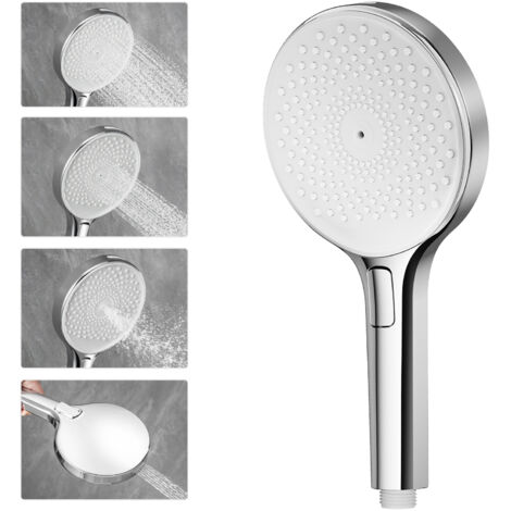 Douchette à main avec 4 jets, pomme de douche de 140 mm, pomme de douche ronde 4 en 1