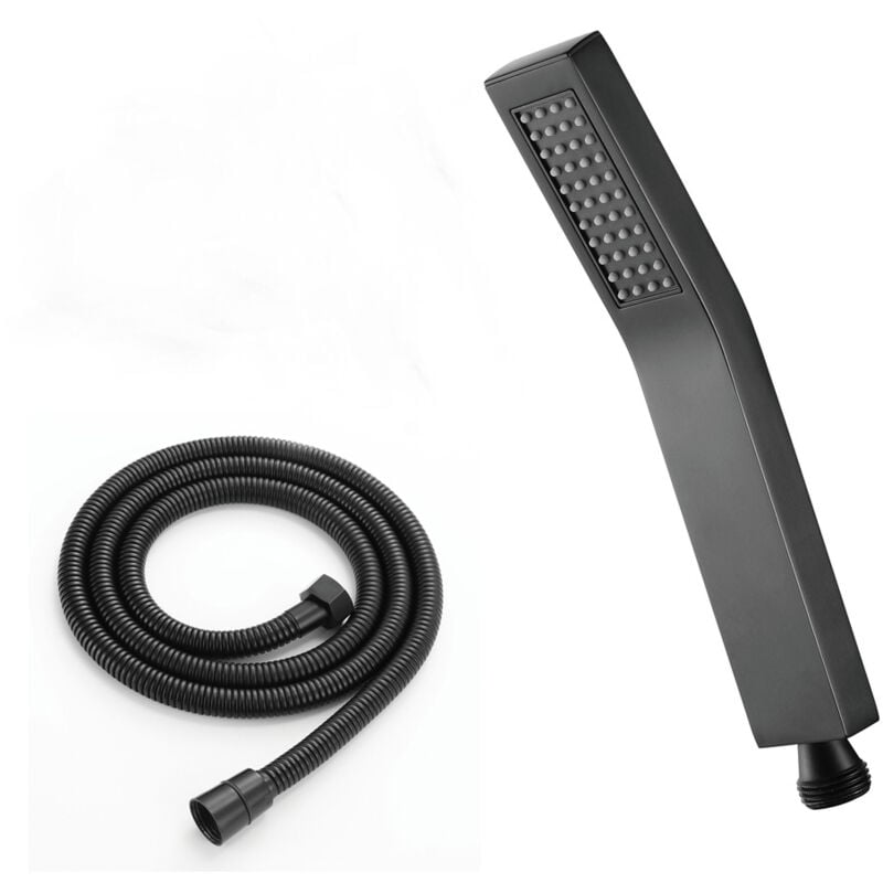 Alovez - Douchette à main, pommeau de douche noir avec flexible et support, ensemble de douchette à main, pommeau de douche mural en laiton, douche à