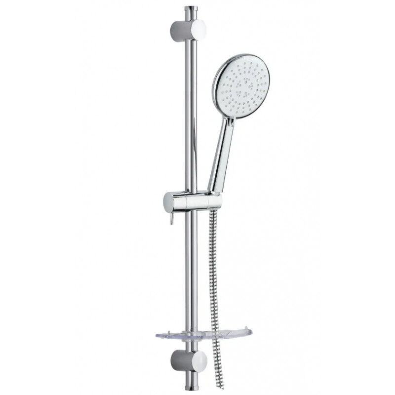 Valentin - Ensemble barre de douche d. 25 mm l. 600 mm, 3 jets d. 120 mm avec porte savon