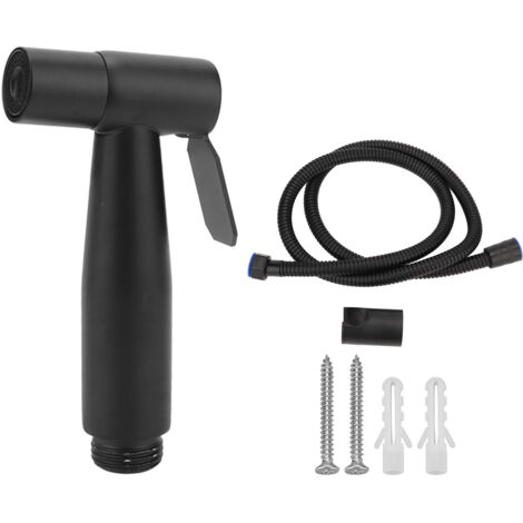 Douchette de bidet pour WC – Acier inoxydable 304 noir – Avec support mural et flexible 1,2 m