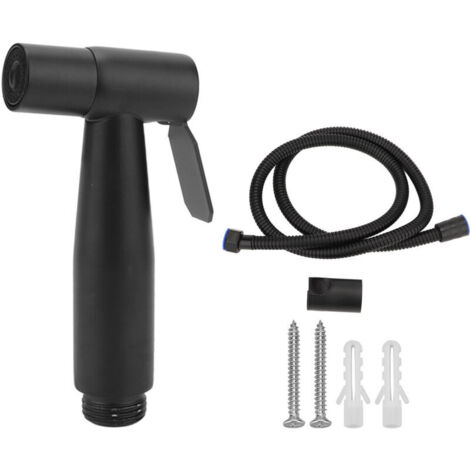 Douchette de bidet pour WC – Acier inoxydable 304 noir – Avec support mural et flexible 1,2 m