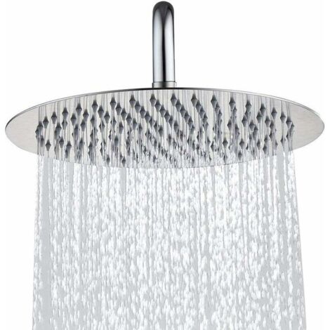 Douchette de Douche Anti-calcaire en Acier Inoxydable 304 Pommeau de Douche Rond Ultra-Mince Haute Pression Tête de Douche Réglable à Pluie pour Salle de Bain, 10 Pouces