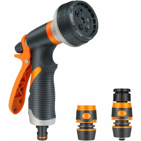 Douchette de jardin, buse de douche de jardin, douche de jardin haute pression - Débit d'eau réglable 8 fonctions pour l'arrosage du jardin, le lavage de voiture, les douches pour animaux de compagnie