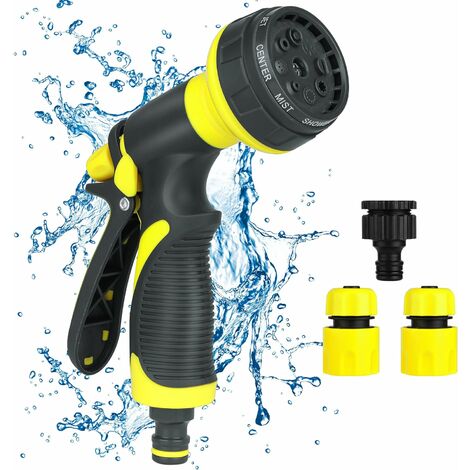 Douchette de jardin, buse de douche de jardin, douche de jardin haute pression - Débit d'eau réglable 8 fonctions pour l'arrosage du jardin, le lavage de voiture, les douches pour animaux de compagnie