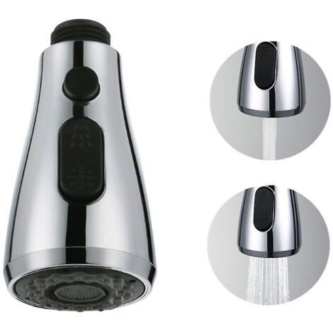 Douchette de robinet avec bouton d'arrêt, 3 types de jets rétractables, tête professionnelle pour évier de cuisine et mitigeur de toilettes