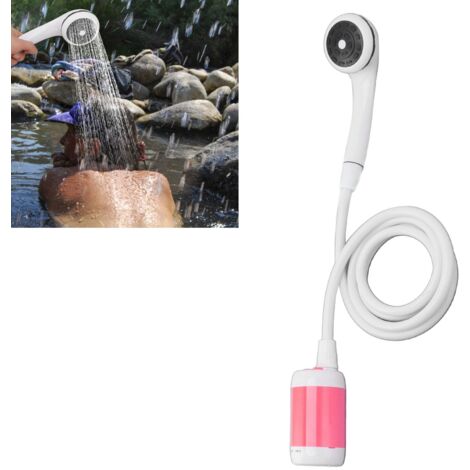 Douchette Électrique Portable Réglable pour Camping Jardin et Spa Extérieur Intérieur avec Batterie Intégrée Rose Certifiée CE MSDS