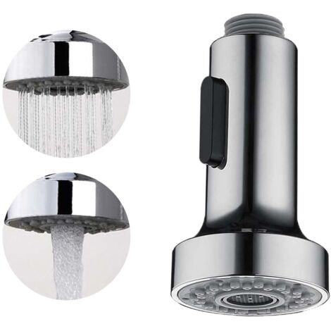 Douchette Evier Cuisine, 2 Modes Embout Robinet Cuisine, Rallonge Robinet Cuisine, Brise Jet Robinet Cuisine avec Aerateur, Douchette Cuisine Extractible Pommeau de Douche de Rechange(A-Argent)
