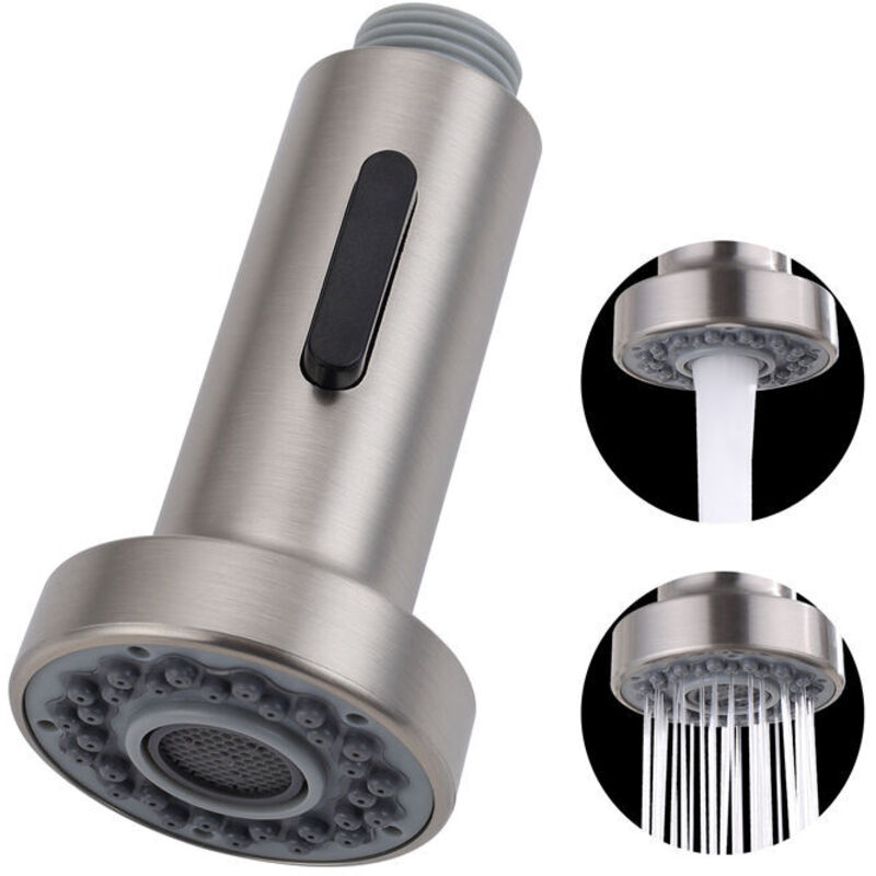 Douchette Evier Pull-Out avec Bouton Stop Tête de Douchette Brossé 2 Jets pour Robinet Evier Cuisine