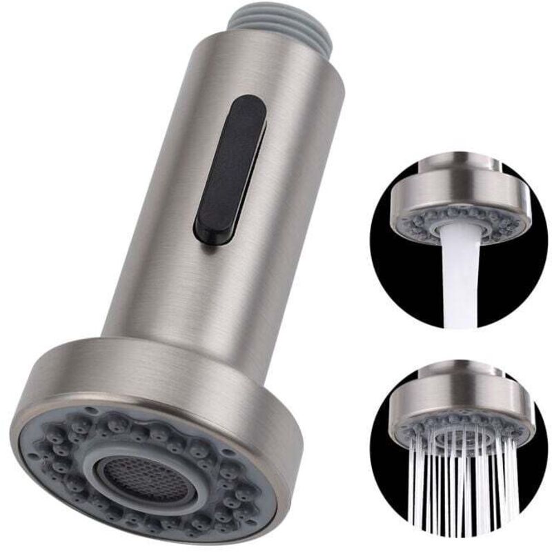 Douchette Evier Pull-Out avec Bouton Stop Tête de Douchette Brossé 2 Jets pour Robinet Evier Cuisine