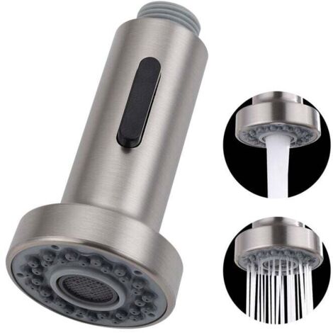 Douchette Evier Pull-Out avec Bouton Stop Tête de Douchette Brossé 2 Jets pour Robinet Evier Cuisine