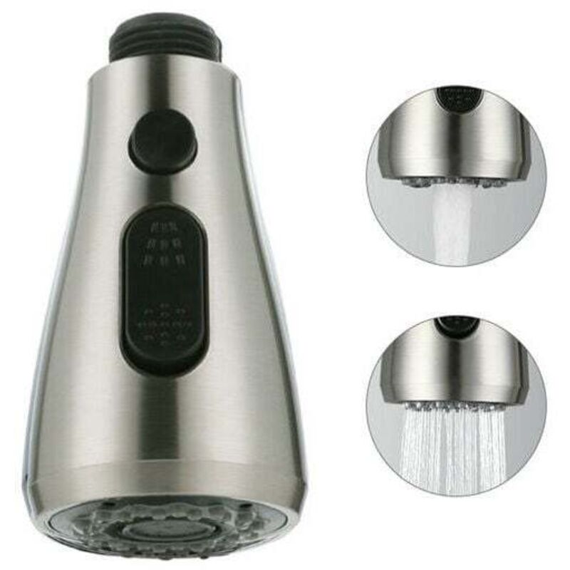Douchette Evier Pull-Out Douchette pour Robinet Mitigeur Cuisine Pro Tête de Douche 2 Types de Jets Brossé