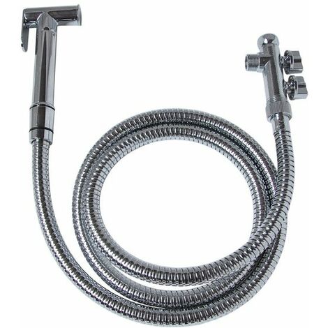 Douchette laiton pour robinet – Flexible inox 1.5m – Raccord 3 voies – Support douchette pour hygiène WC