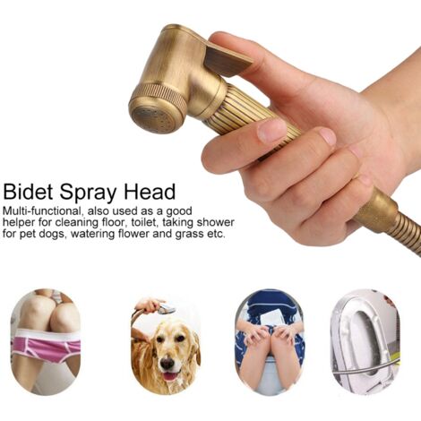 Douchette Portable Vintage avec Bracket et Kit de Raccord - Sprayer Brass à Main - Douchette Flexible en Cuivre - Douchette pour Femmes - Hygiène Intime - Bidet Spray Head - Douchette pour Bidet (Bras