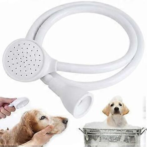 Douchette pour animaux - Douchette à main - Pommeau de douche - Pulvérisateur à pression - ABS - Blanc - 1,3 m - Rond - Multifonctionnel