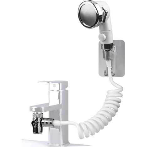 Douchette pour lavabo avec flexible, ensemble de douche avec support mural et adaptateur, pour robinet, lavage de cheveux dans la salle de bain, spa pour personnes handicapées, personnes âgées