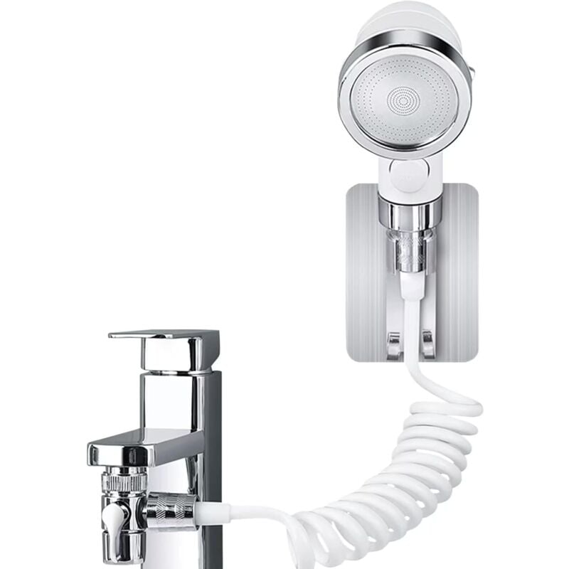 Douchette pour Lavabo Ensemble Pommeau, Douche à Main Dans la Salle de Bain avec Tuyau Télescopique de 1,5m, Extensions de robinets pour Pet Douche