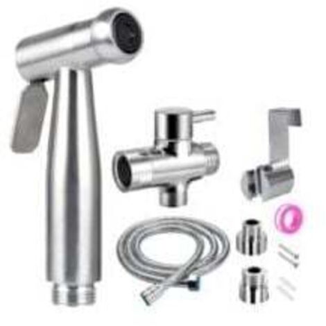Douchette pour robinet avec vanne 3 voiesFlexible en acier inoxydable 59 poucesLaiton pour douchette et adaptateurCompatible toilettes et salles de bain