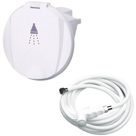Douchette pour robinet blanche avec flexible 3 m – Boîtier encastrable étanche – Matériau inox 316 et ASA résistant aux UV