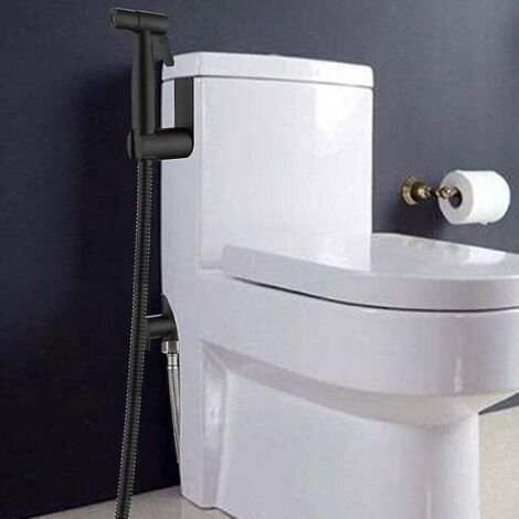 Douchette pour robinet Kit de pulvérisateur de bidet de toilette noir. Ensemble de prise de main en acier inoxydable