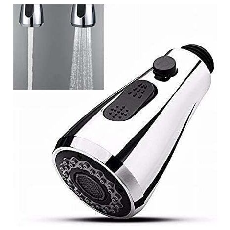 Douchette Rétractable Evier Robinet Cuisine Avec Bouton Stop 2 Types de Tête Universelle